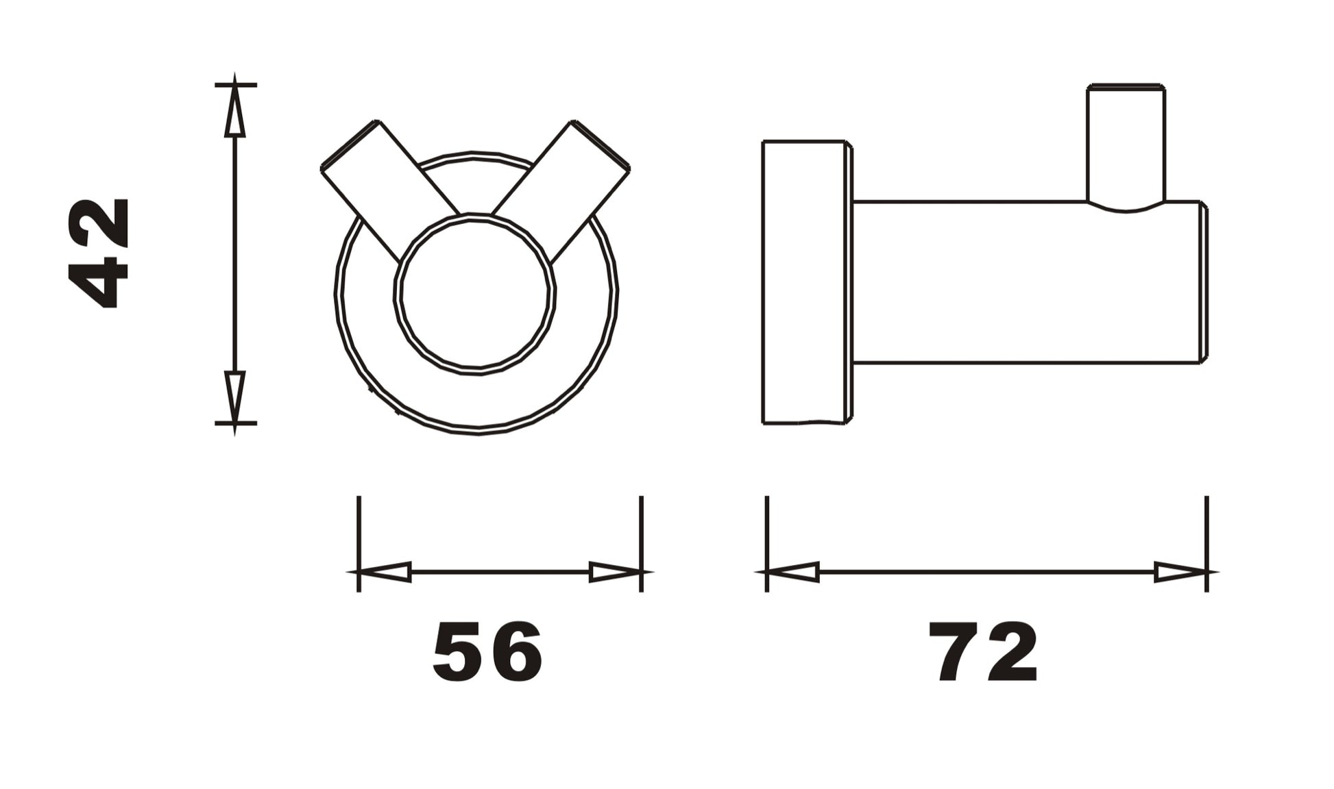Aldbourne Brushed Bronze Robe hook - Brushed Bronze dimensions diagram