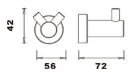 Aldbourne Brushed Bronze Robe hook - Brushed Bronze dimensions diagram