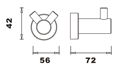 Aldbourne Gunmetal Gray Robe hook - Gunmetal Grey dimensions diagram