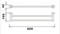 Aldbourne Double towel bar - Chrome dimensions diagram