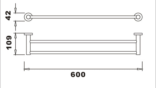 Aldbourne Double towel bar - Chrome dimensions diagram