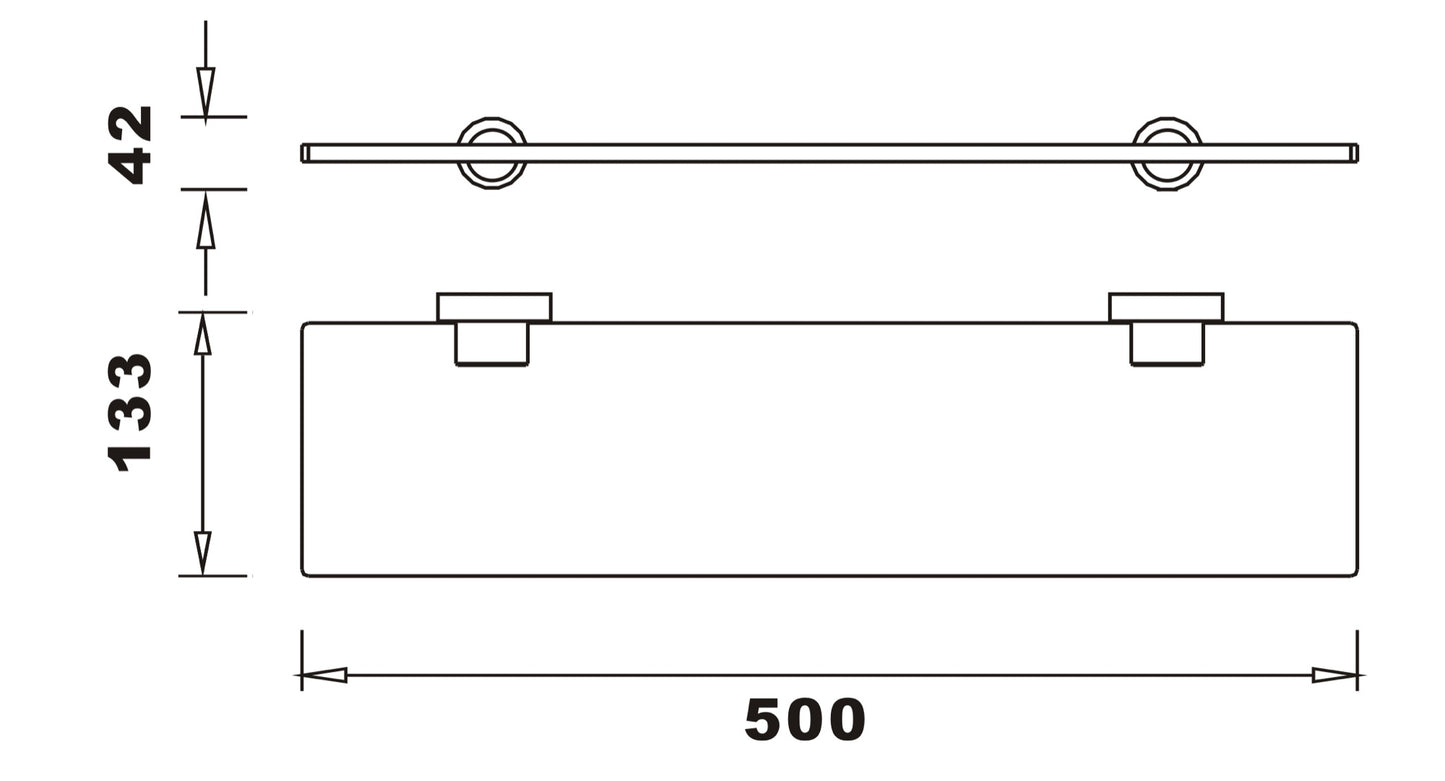 Aldbourne Glass shelf - Chrome dimensions diagram
