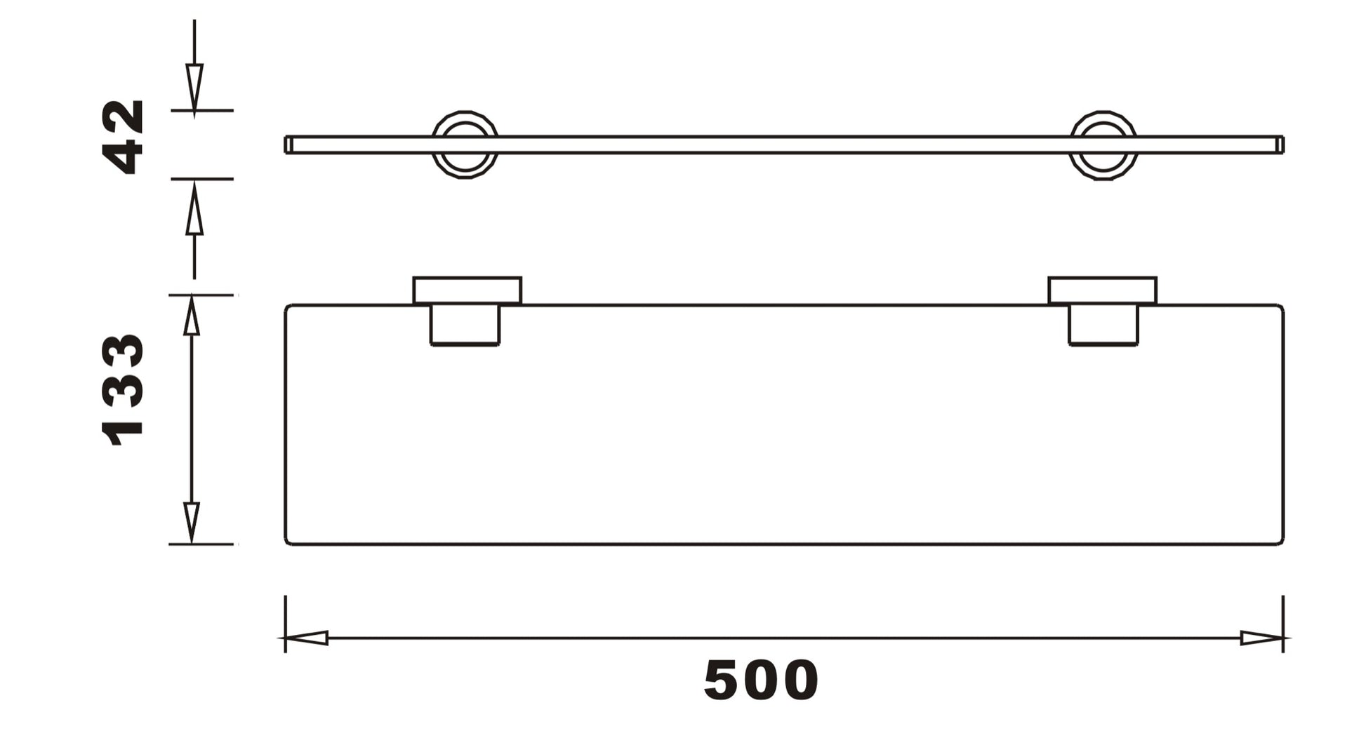 Aldbourne Glass shelf - Chrome dimensions diagram