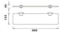Aldbourne Glass shelf - Matt Black dimensions diagram
