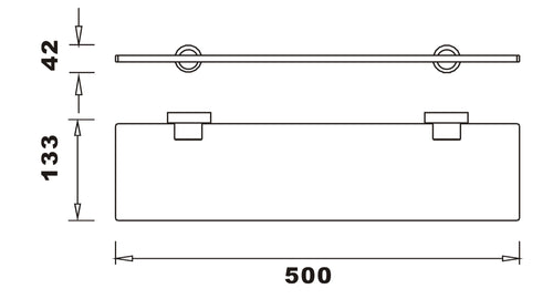 Aldbourne Glass shelf - Matt Black dimensions diagram