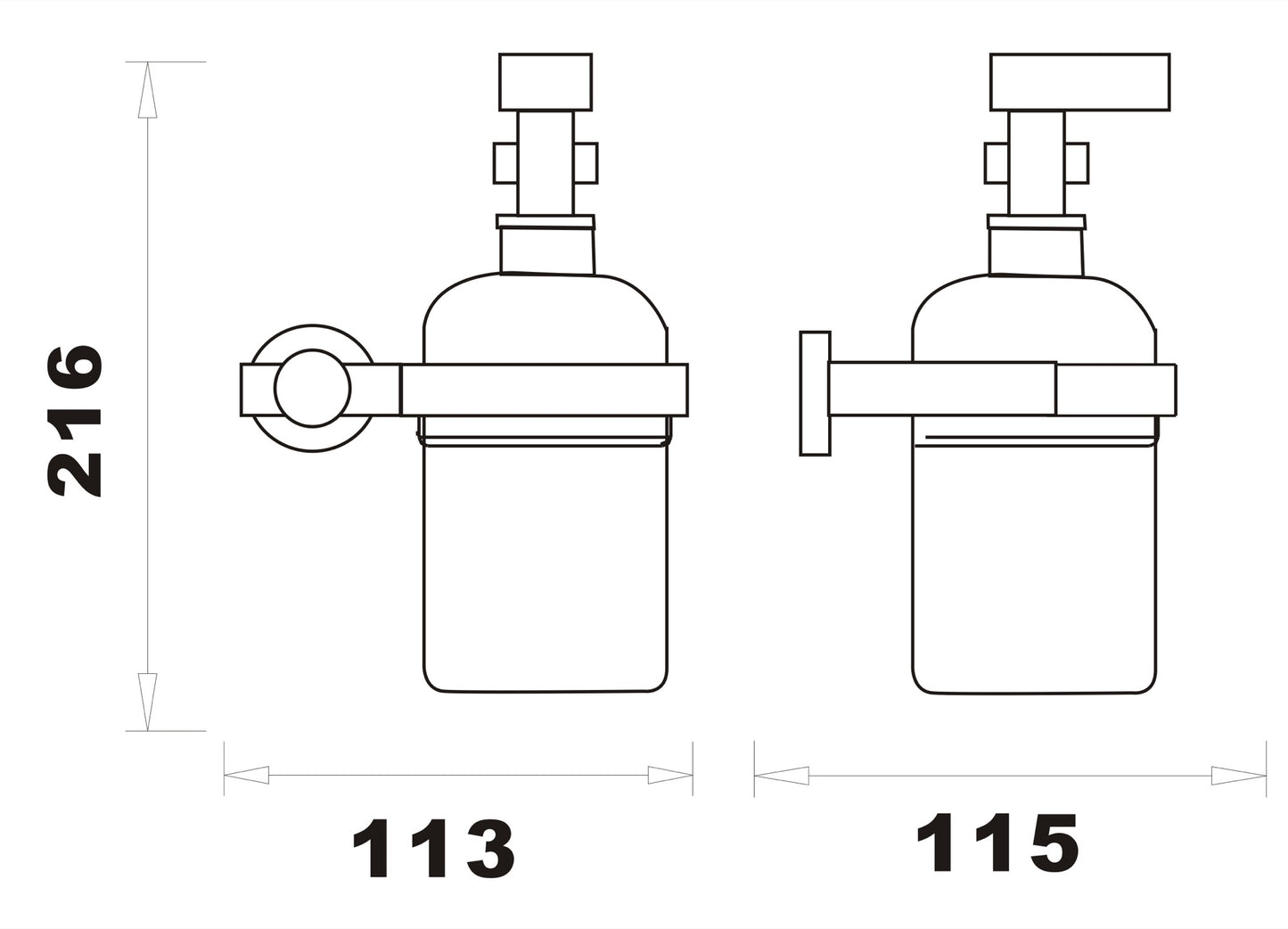 Aldbourne Soap dispenser and holder - Chrome dimensions diagram
