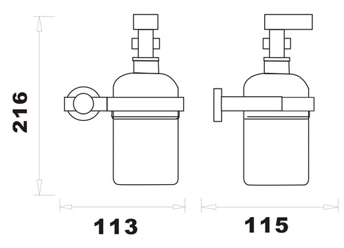 Aldbourne Soap dispenser and holder - Chrome dimensions diagram