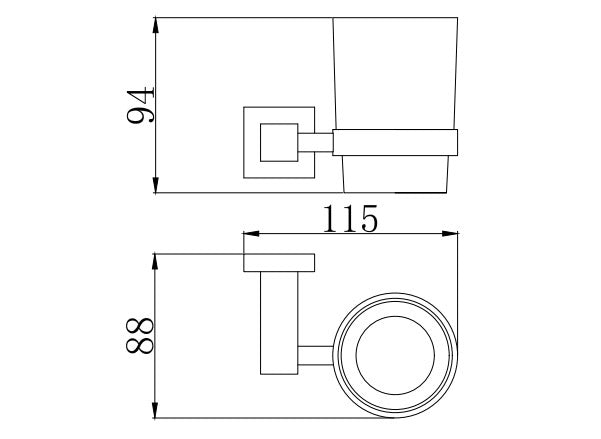 Axbridge Tumber holder & cup - Matt Black dimensions diagram