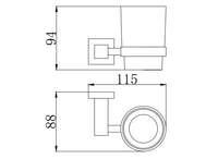 Axbridge Tumber holder & cup - Matt Black dimensions diagram