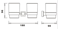 Axbridge Tumber holder & double cup - Chrome dimensions diagram