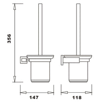 Axbridge Toilet brush & holder - Matt Black dimensions diagram