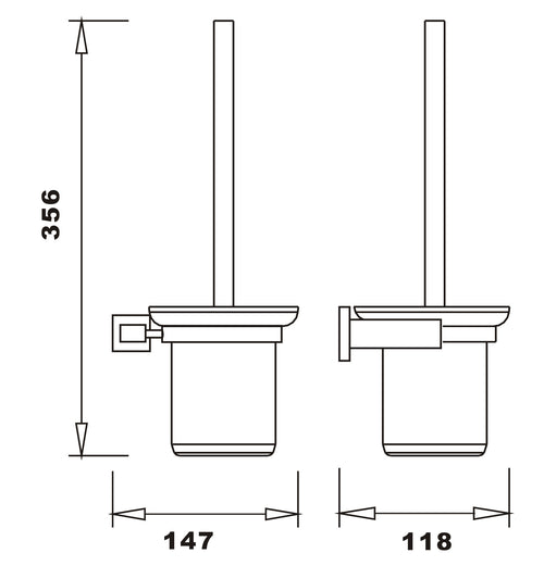 Axbridge Toilet brush & holder - Matt Black dimensions diagram