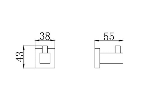 Axbridge Robe hook - Chrome dimensions diagram