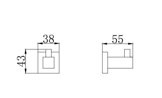 Axbridge Robe hook - Matt Black dimensions diagram