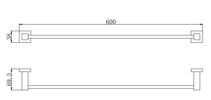 Axbridge Towel bar - Matt Black dimensions diagram