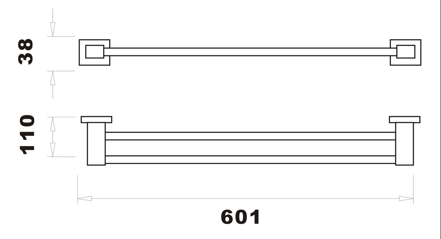 Axbridge Double towel bar - Chrome dimensions diagram