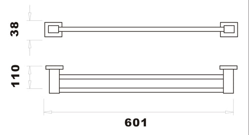 Axbridge Double towel bar - Chrome dimensions diagram