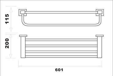 Axbridge Towel shelf - Chrome dimensions diagram
