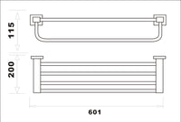 Axbridge Towel shelf - Matt Black dimensions diagram