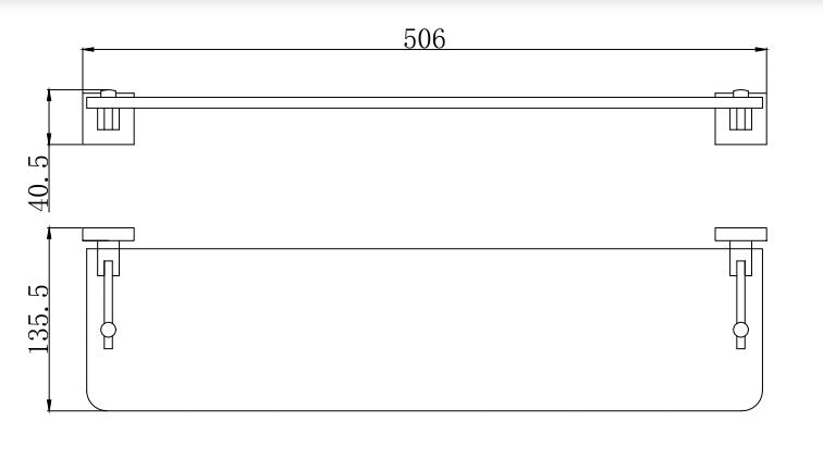 Axbridge Glass shelf - Chrome dimensions diagram
