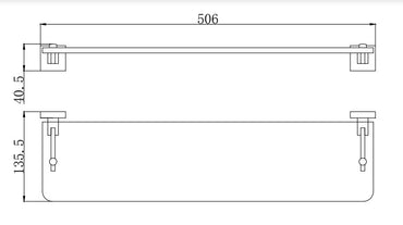 Axbridge Glass shelf - Chrome dimensions diagram