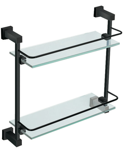 Axbridge Double glass shelf - Matt Black (RA8077)