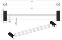 Dakeham Double towel bar - Gunmetal Grey dimensions diagram