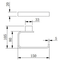 Denby Toilet roll holder - Brushed Gold dimensions diagram