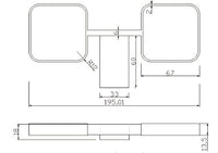 Denby Tumber holder & double cup - Chrome dimensions diagram