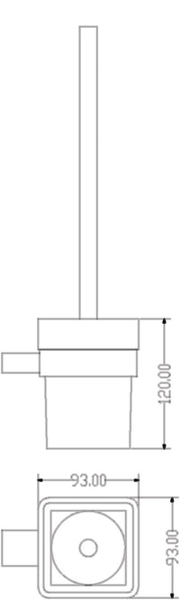 Denby Toilet brush & holder - Chrome dimensions diagram