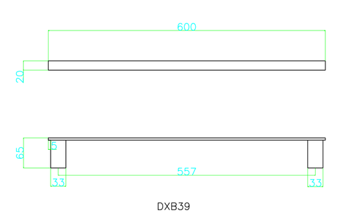 Denby Towel bar - Matt Black dimensions diagram