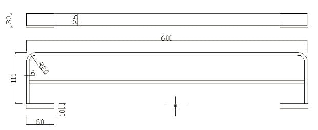 Denby Double towel bar - Brushed Brass dimensions diagram