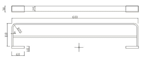 Denby Double towel bar - Matt Black dimensions diagram