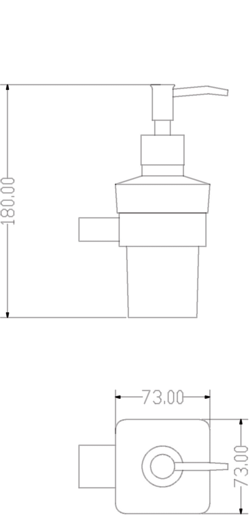 Denby Soap dispenser and holder - Chrome dimensions diagram