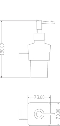 Denby Soap dispenser and holder - Chrome dimensions diagram