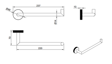 Galby Towel ring - Brushed Bronze dimensions diagram