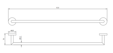 Galby Towel bar - Brushed Brass dimensions diagram