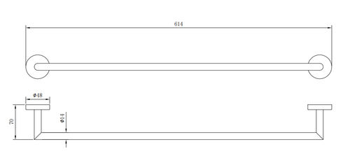 Galby Towel bar - Matt Black dimensions diagram