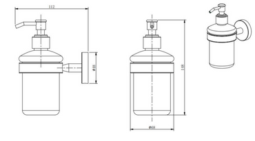 Galby Soap dispenser and holder - Brushed Bronze dimensions diagram