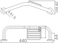 Grab rail with soap holder - Chrome dimensions diagram