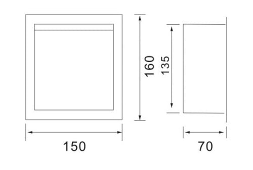 Concealed toilet holder - Chrome dimensions diagram