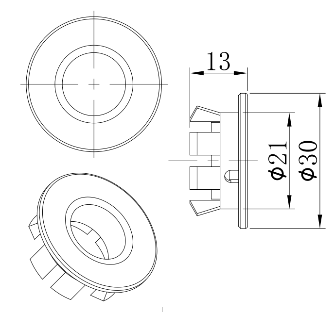 Black Matt Overflow Stopper - Chrome dimensions diagram
