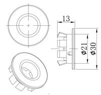 Black Matt Overflow Stopper - Chrome dimensions diagram