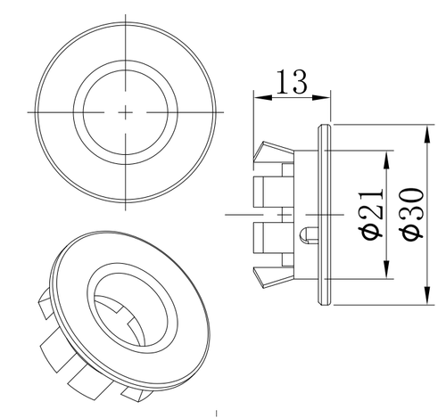 Gunmetal Gray Overflow Stopper - Gunmetal Grey dimensions diagram