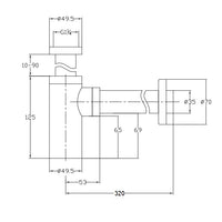 Minimalist Bottle Trap - Gunmetal Grey dimensions diagram