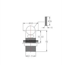 Slotted Sprung Basin Waste - Chrome dimensions diagram