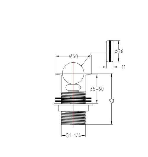 Slotted Sprung Basin Waste - Chrome dimensions diagram