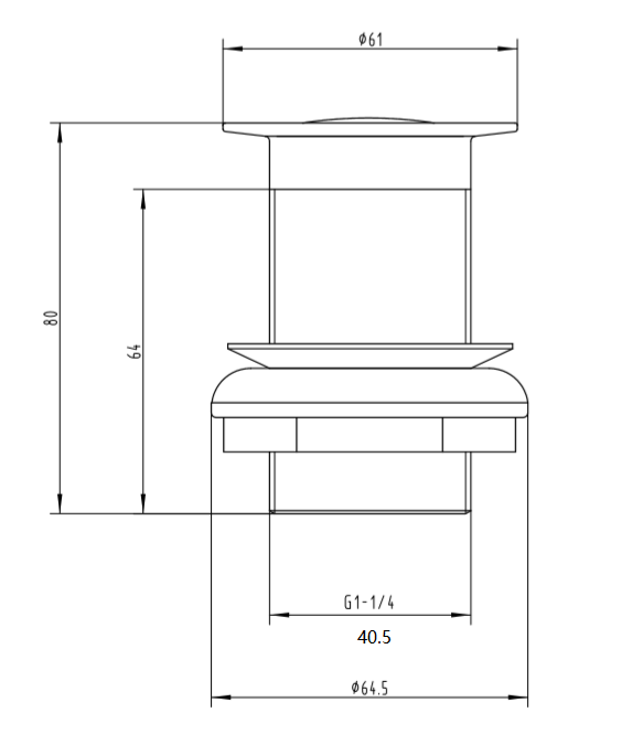 Slotted Sprung Basin Waste - Chrome dimensions diagram