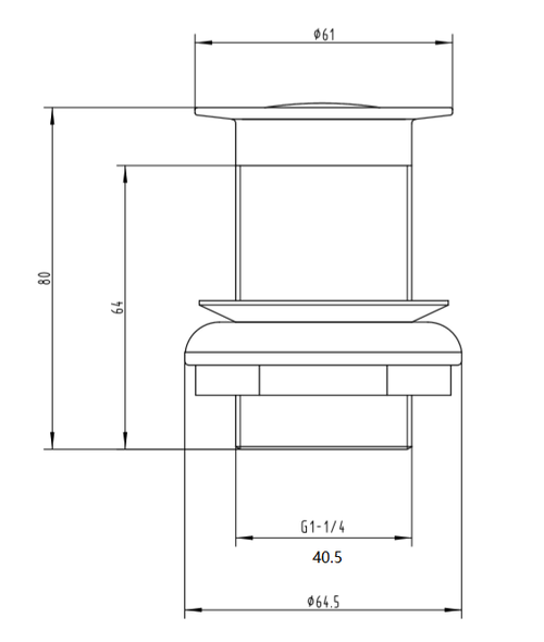 Slotted Sprung Basin Waste - Chrome dimensions diagram