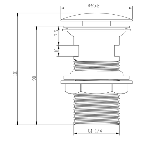 Slotted Easy Clean Sprung Basin - Chrome dimensions diagram